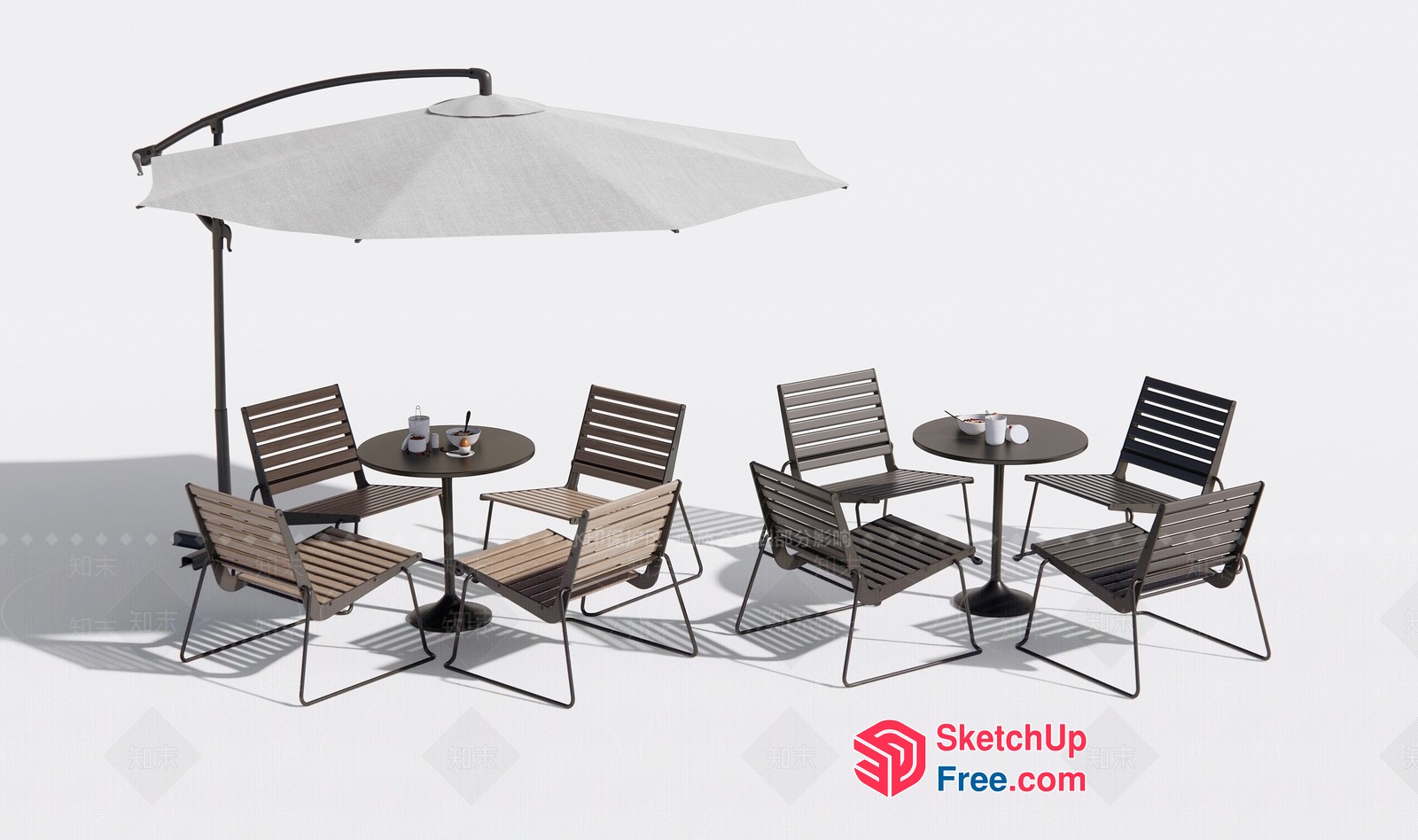 Outdoor Patio Furniture With Umbrella And Table Sets 3D SketchUp File