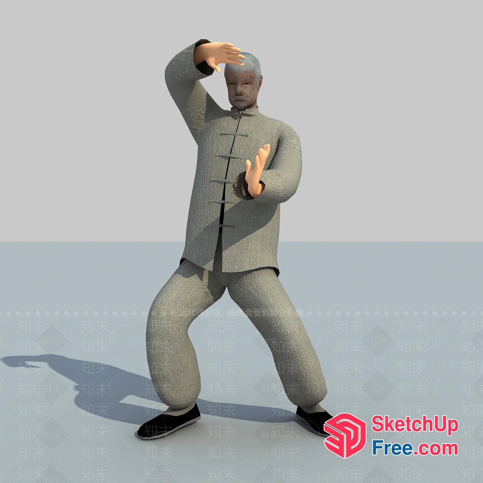 Old Man Practicing Tai Chi 3D SketchUp File