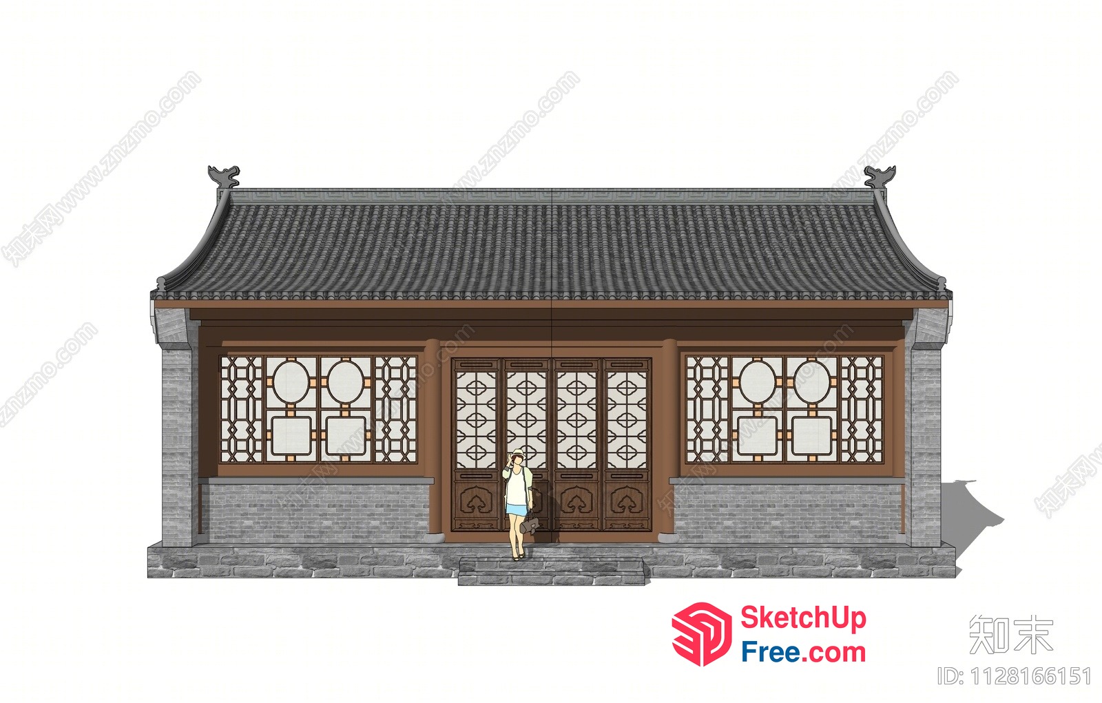 Traditional Asian Building Facade 3D SketchUp File