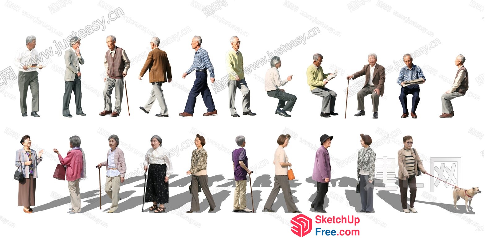 Elderly People Engaging In Various Activities 3D SketchUp File