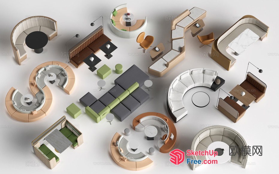 Modern Interior Furniture Arrangement 3D SketchUp File
