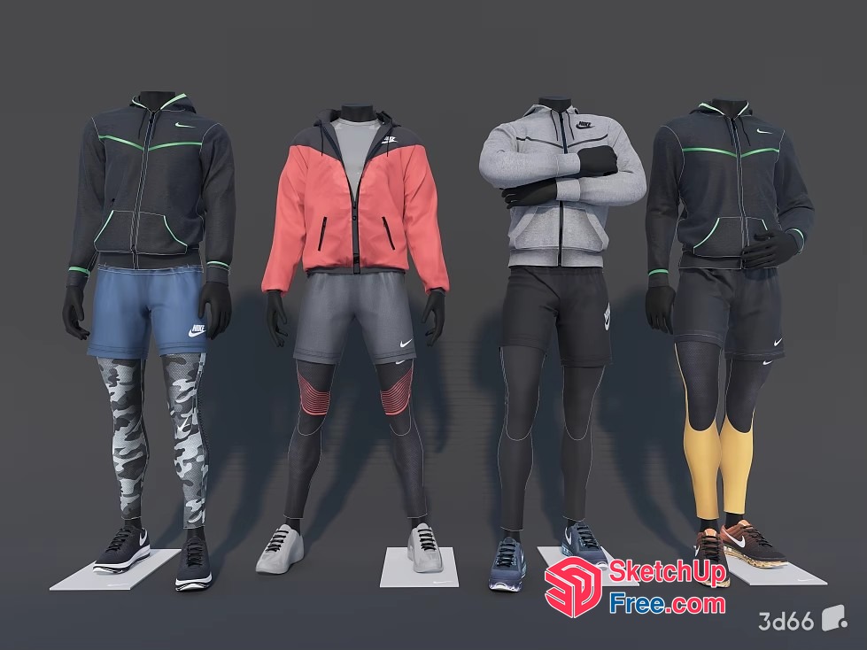 4 Mannequins In Athletic Wear 3D SketchUp File