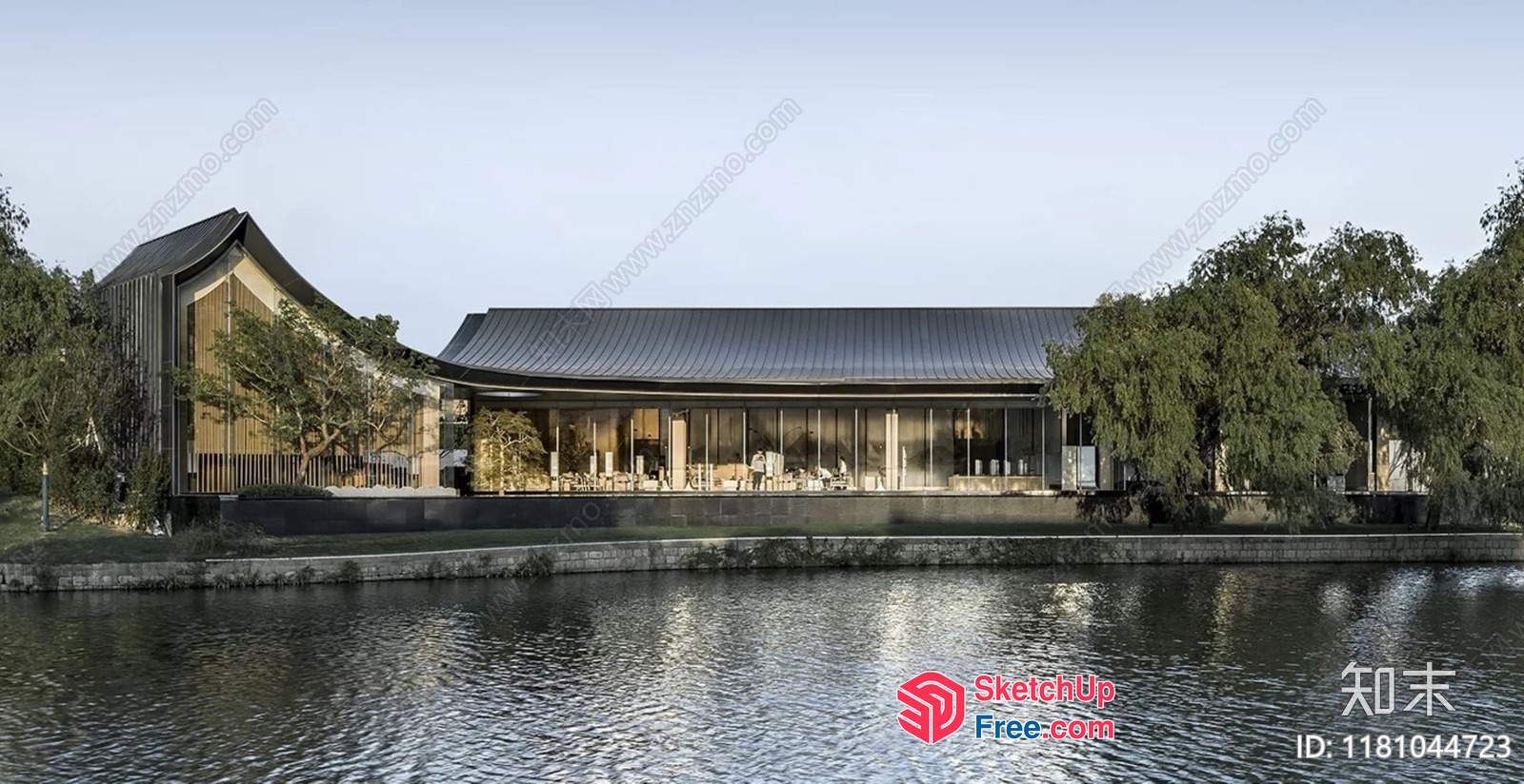 Modern Japanese-Style House By The Water 3D SketchUp File