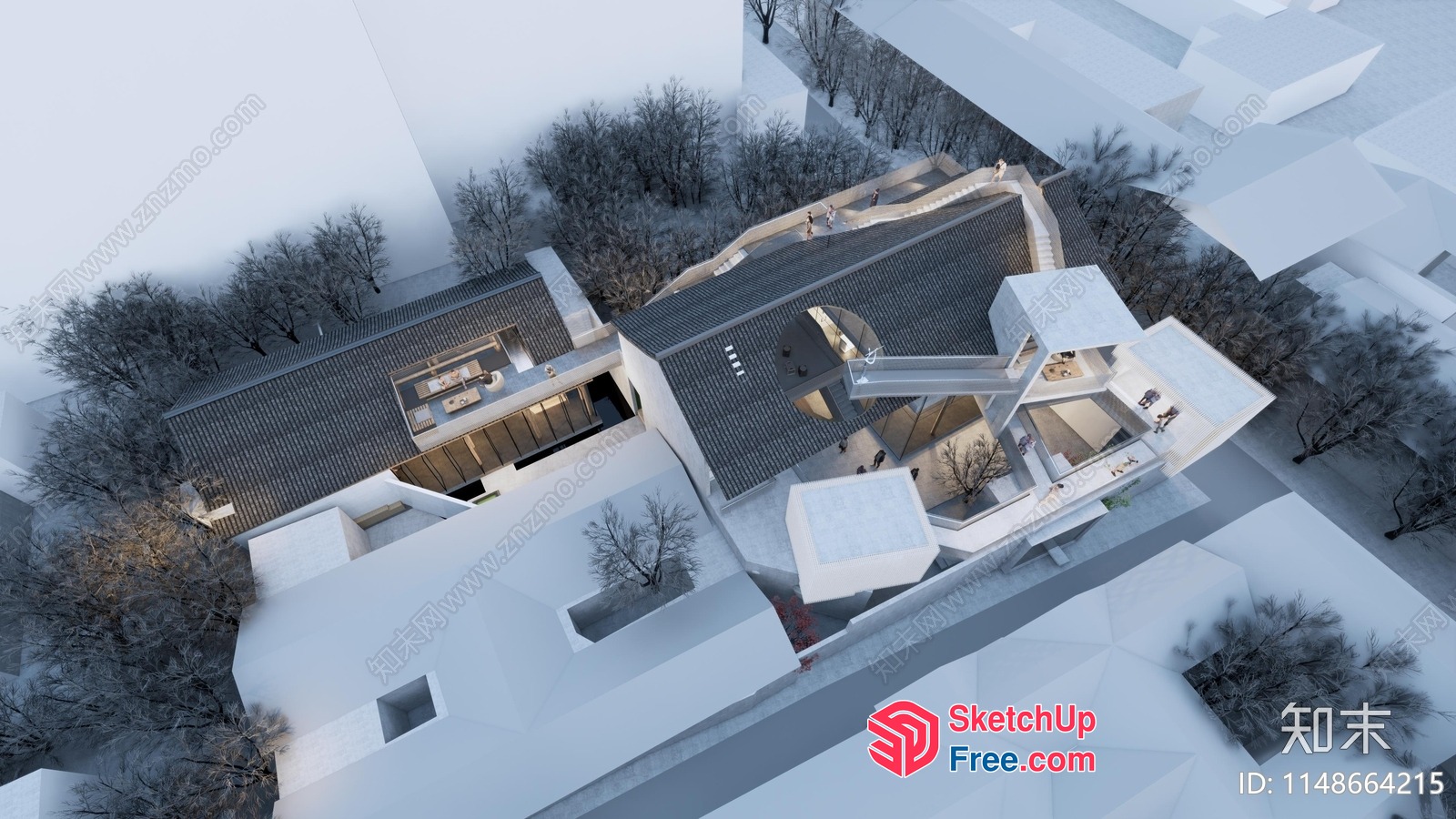 Modern Winter Wonderland Architectural Rendering 3D SketchUp File
