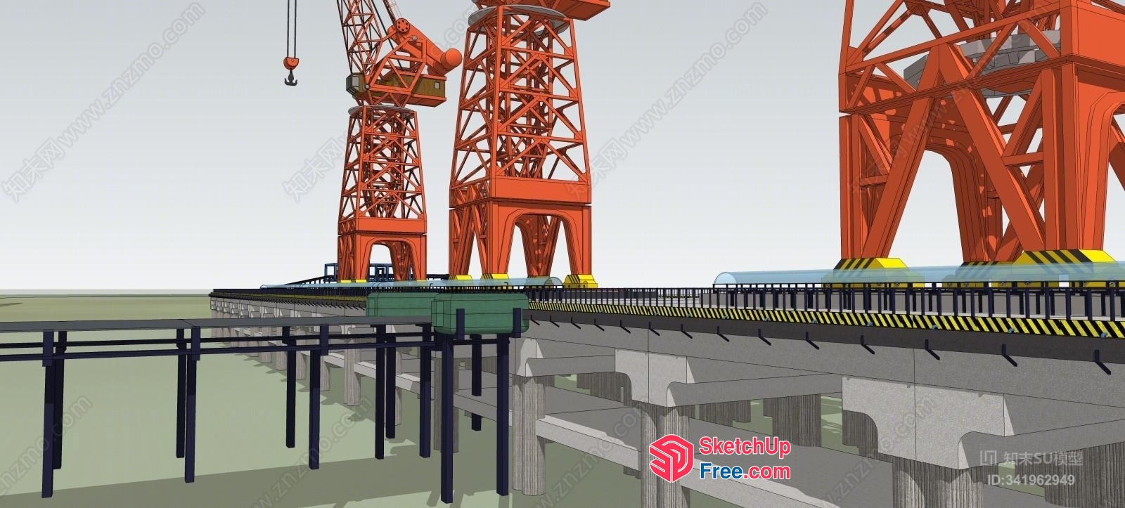 Industrial Construction Site With Cranes 3D SketchUp File