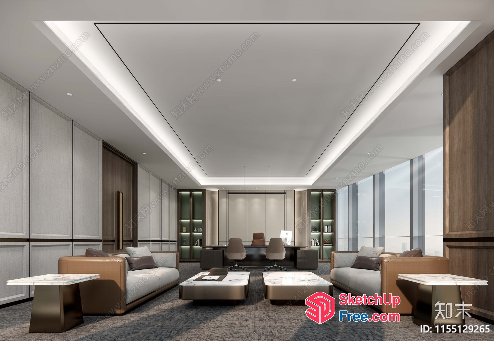Modern Office Space With Sleek Furniture And Natural Light 3D SketchUp File