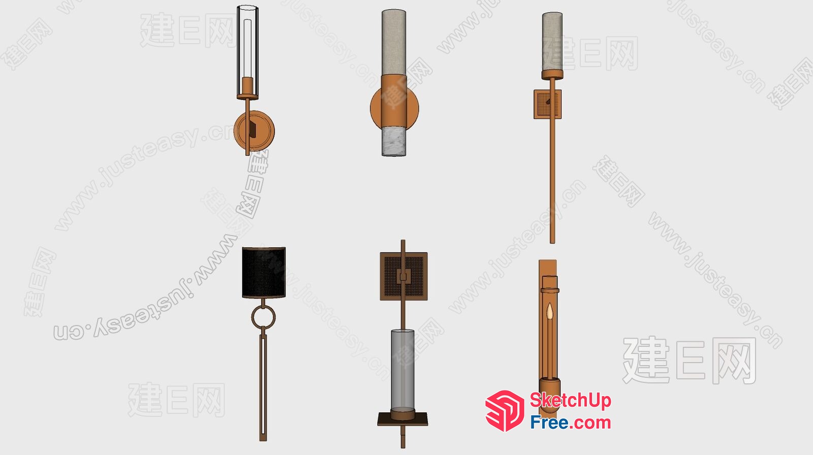 Modern Wall Light Fixtures Collection 3D SketchUp File
