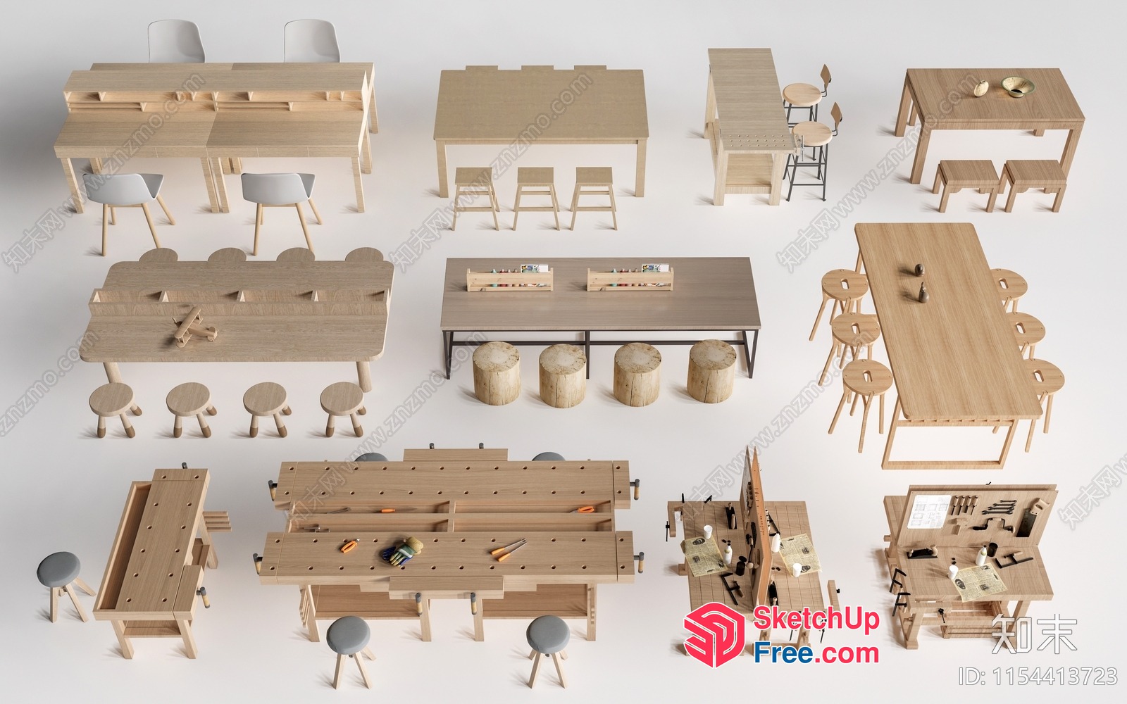 Woodworking Workshop Furniture Collection 3D SketchUp File