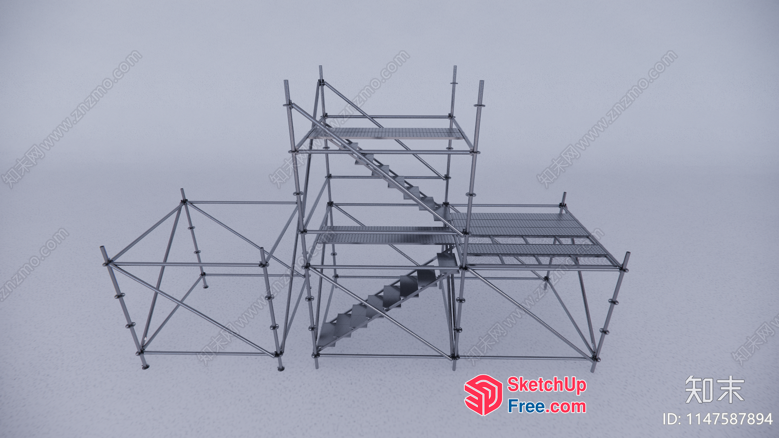 Stairway And Platform Construction 3D SketchUp File