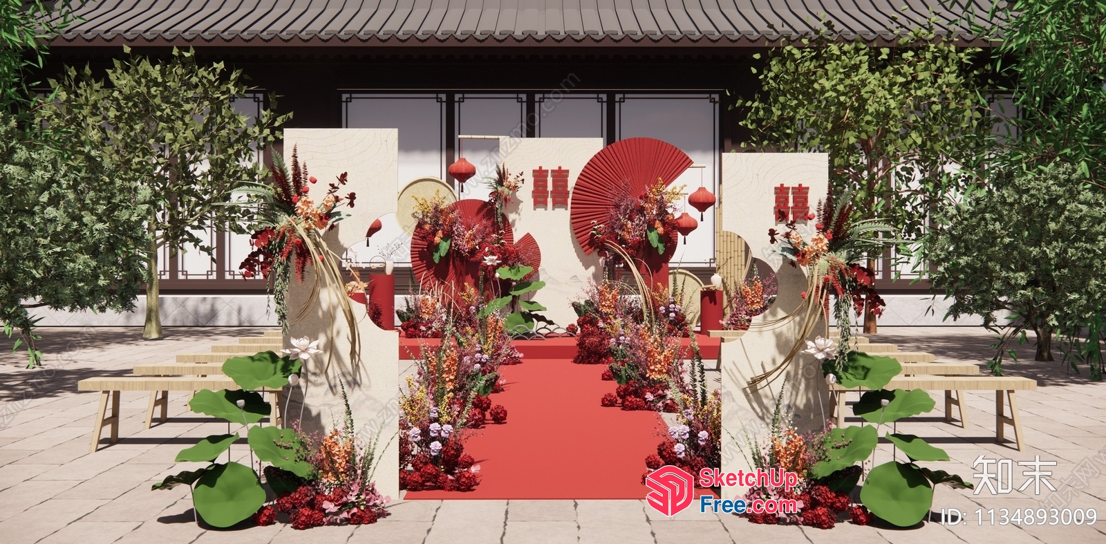 Asian-Inspired Decorative Entrance 3D SketchUp File