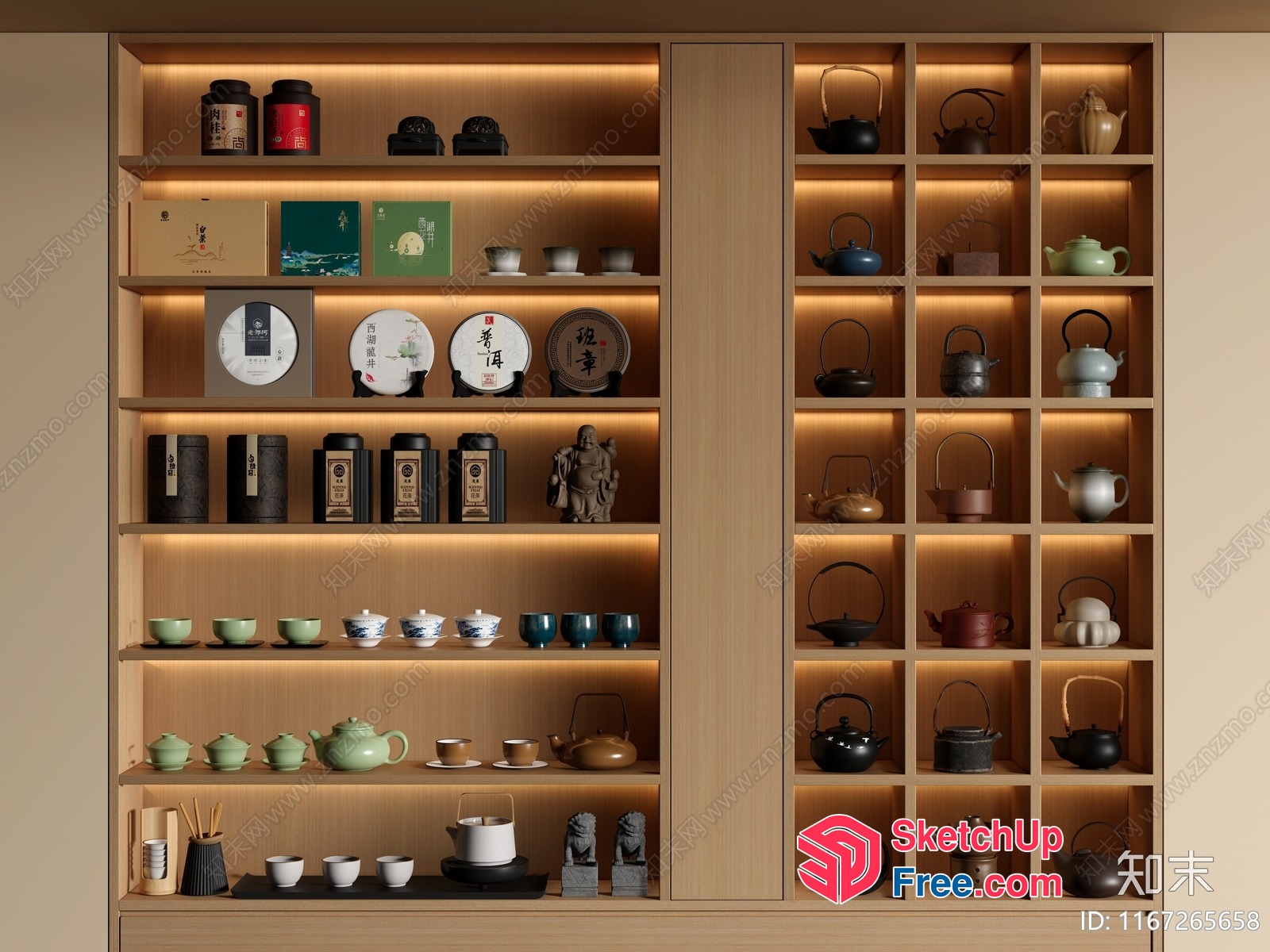 Tea Set And Teapot Display Shelf 3D SketchUp File
