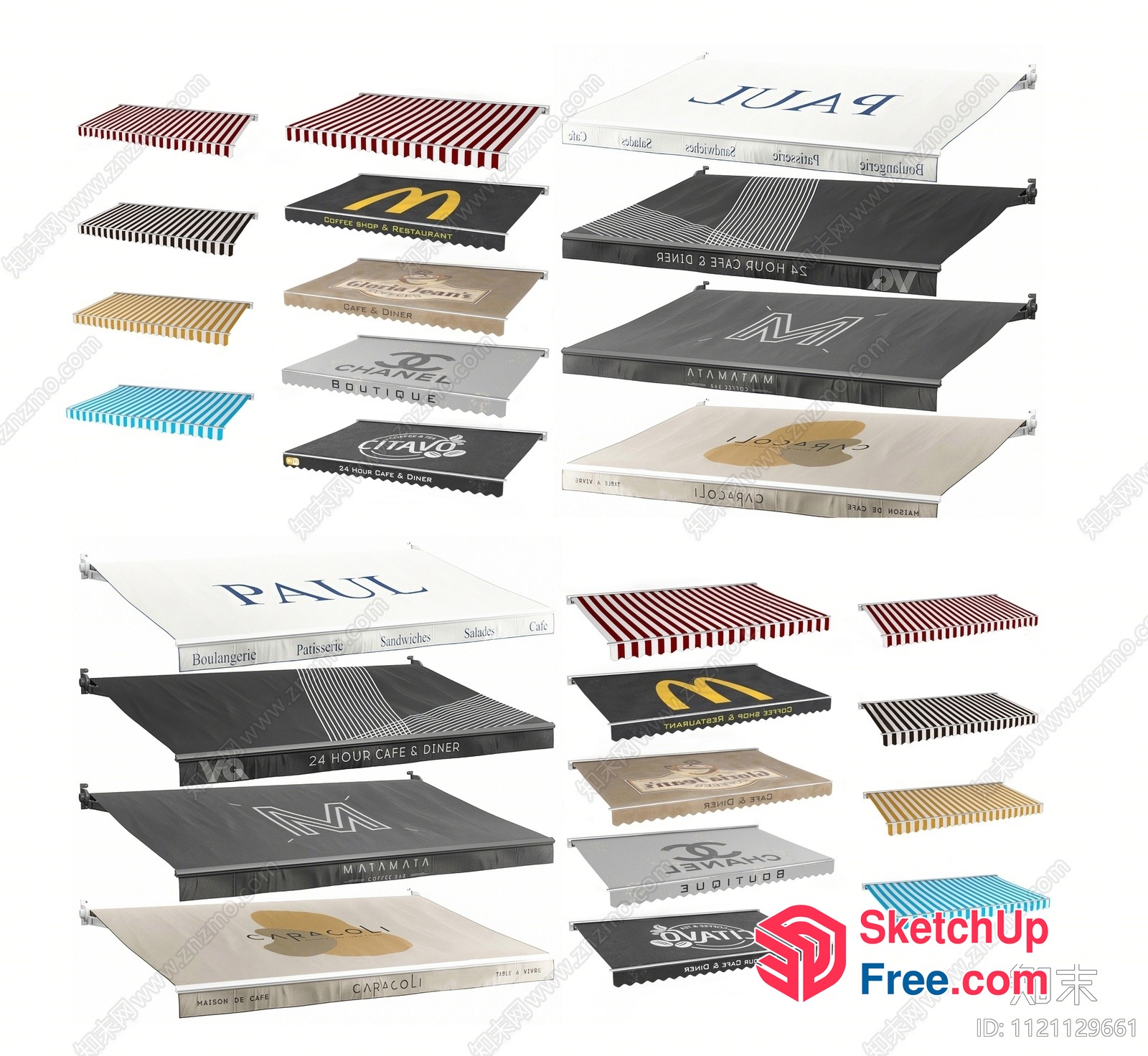 Exterior Decorations Of Various Businesses 3D SketchUp File