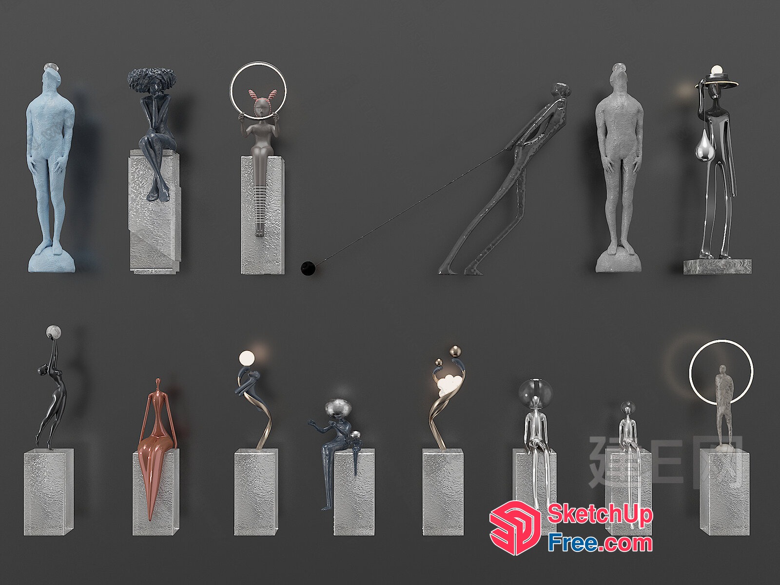 Sculptural Figures In Various Styles 3D SketchUp File