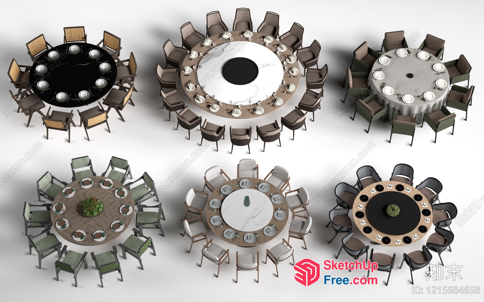 Circular Dining Tables With Chairs 3D SketchUp File