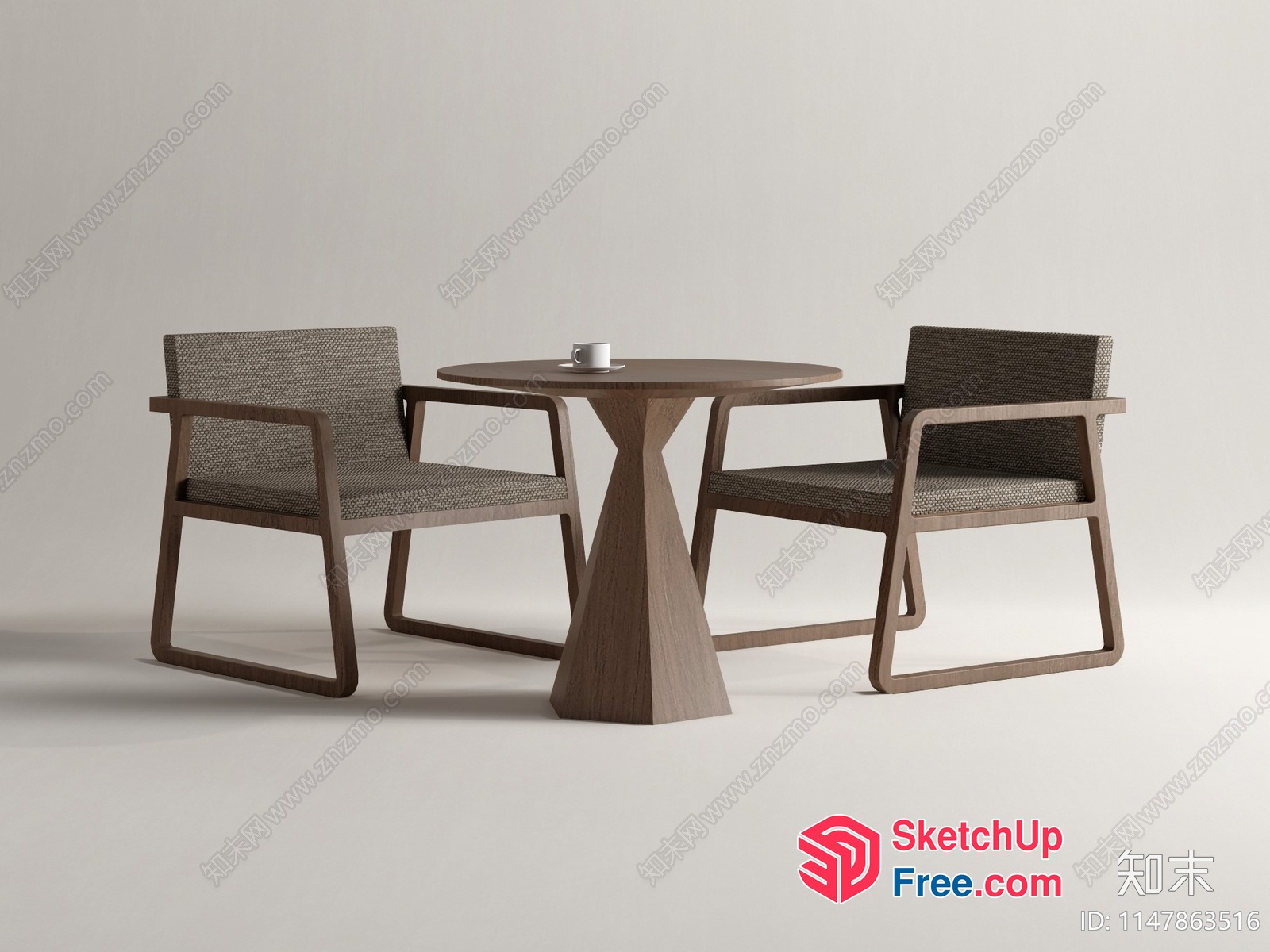 Modern Wooden Table And Chairs Set 3D SketchUp File