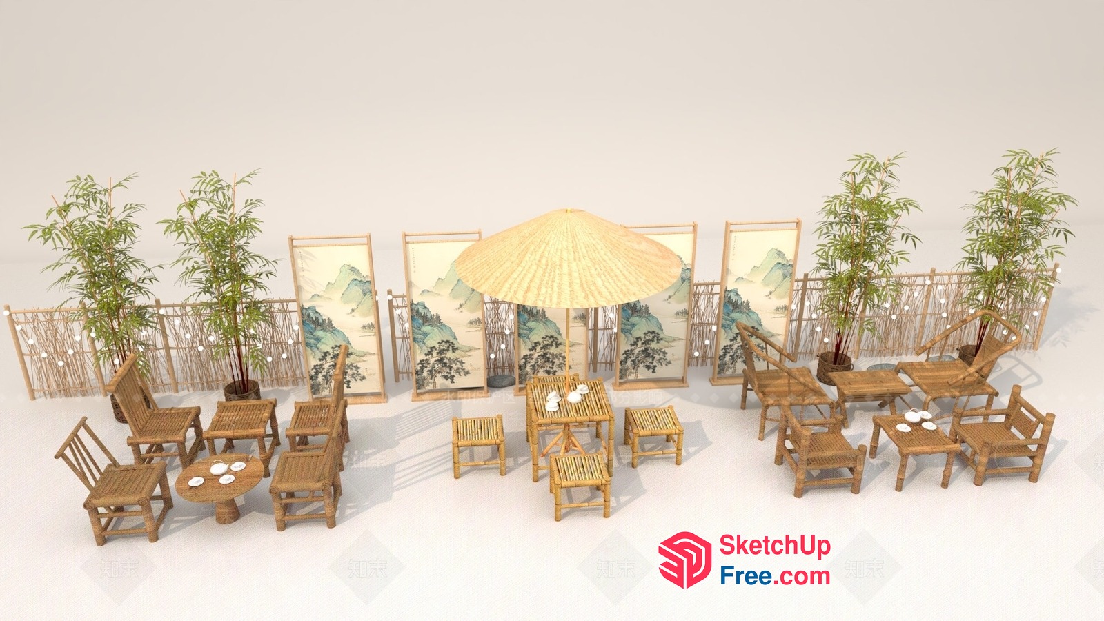 Asian-Inspired Bamboo Decor 3D SketchUp File