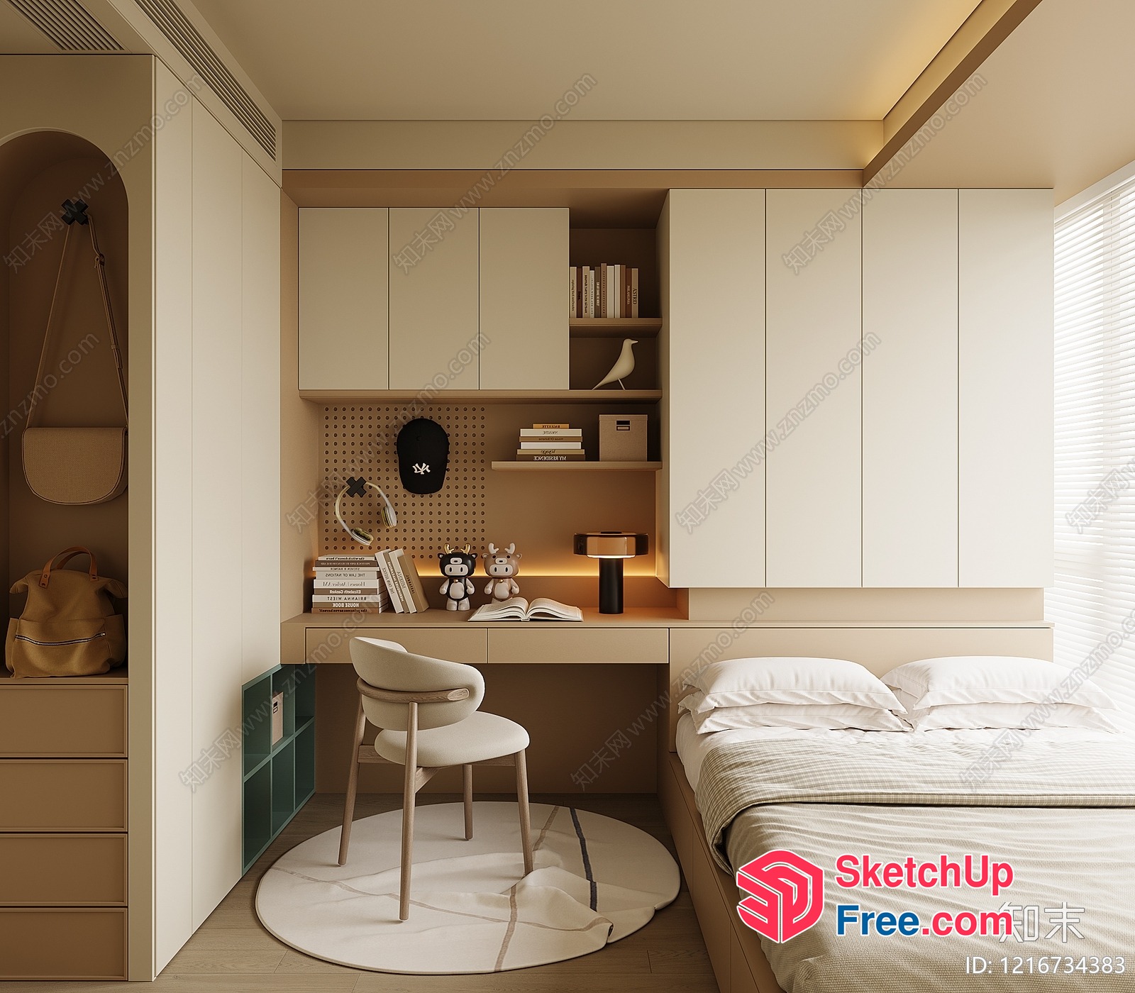 Modern Minimalist Bedroom Interior 3D SketchUp File