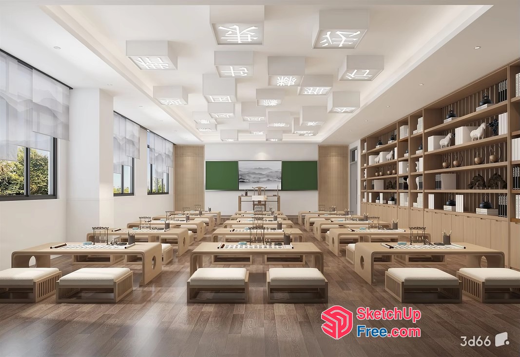 Modern Japanese-Style Dining Room With Elegant Table Settings 3D SketchUp File