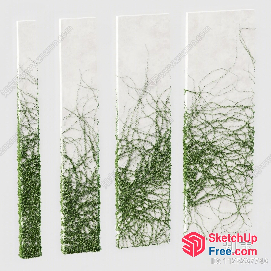 Minimalist Style Green Plant Vertical Garden Wall 3D SketchUp File
