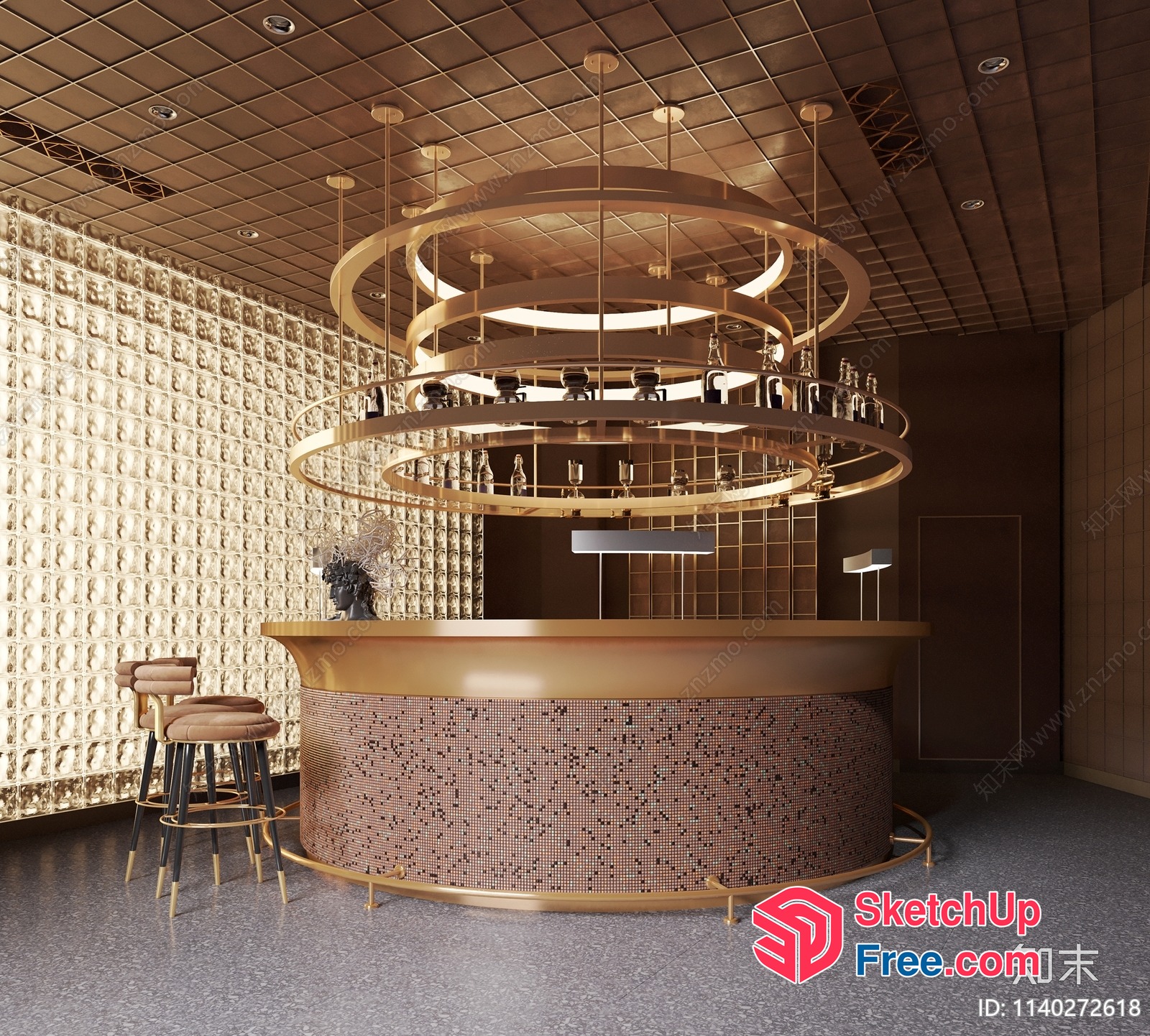 Elegant And Sophisticated Bar Interior Design 3D SketchUp File