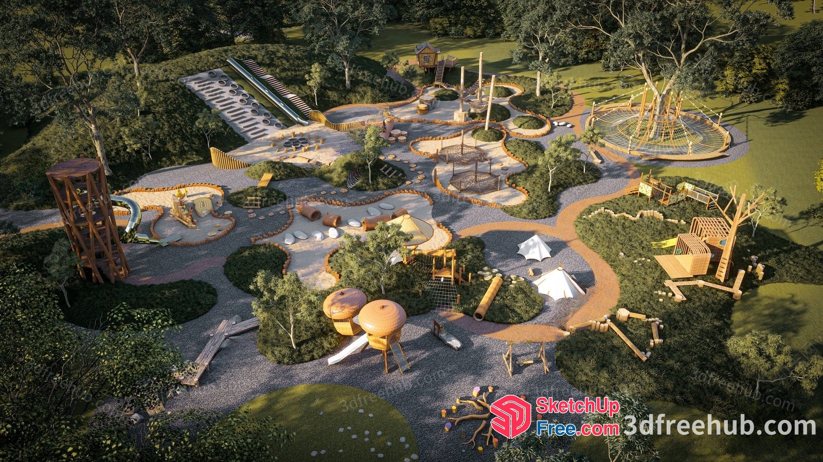 3D Rendering Of A Modern Outdoor Playground 3D SketchUp File