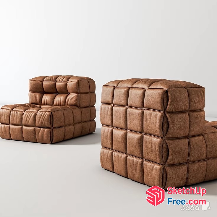 Modern Leather Furniture Pieces 3D SketchUp File