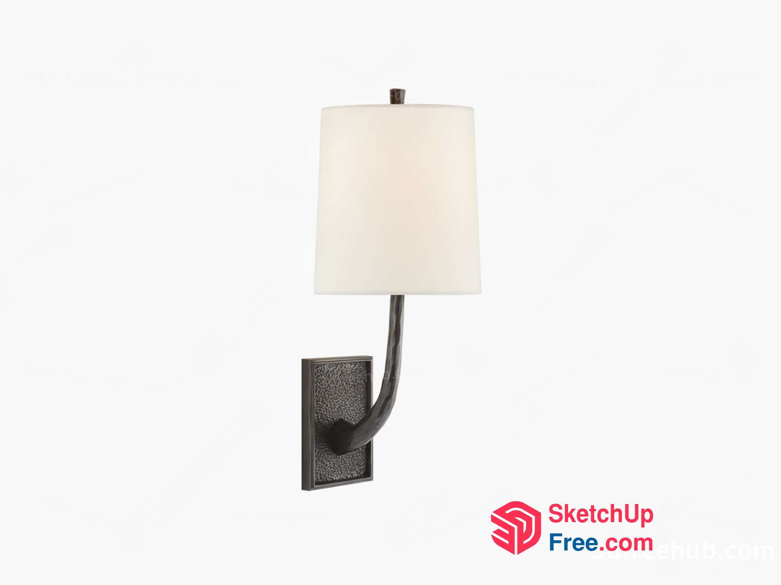 Modern Wall Lamp With White Shade And Dark Metal Base 3D SketchUp File
