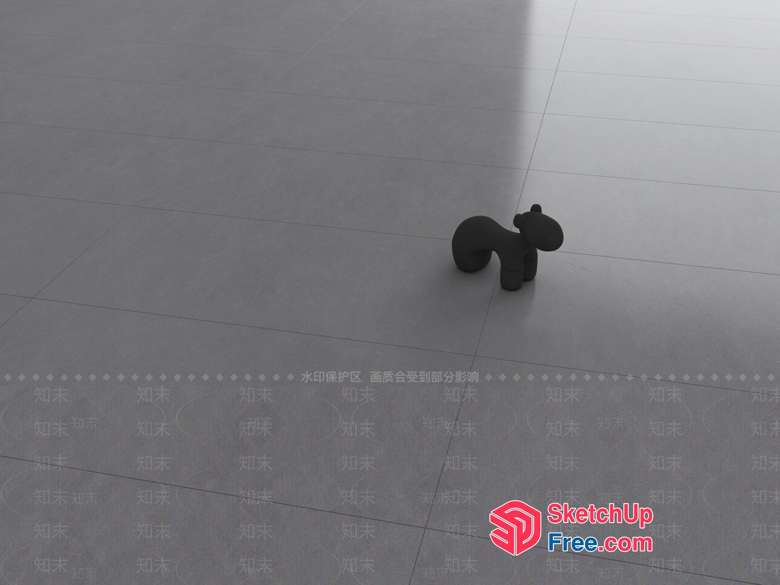 Abstract Animal Sculpture On Gray Tile Floor 3D SketchUp File