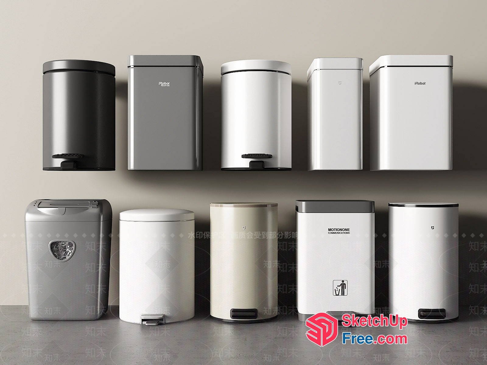 Modern Trash Cans Collection 3D SketchUp File