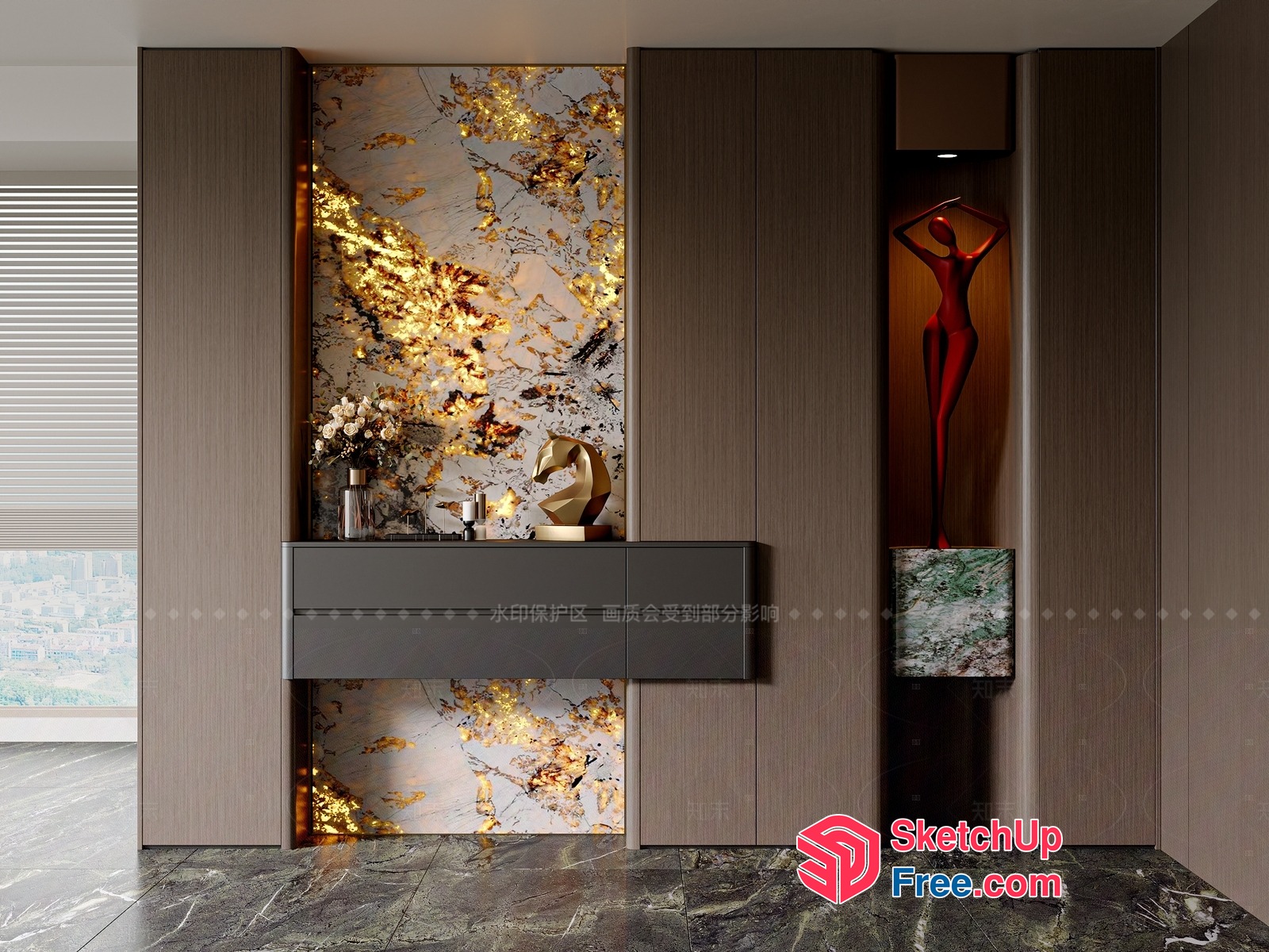 Modern Luxury Interior Design With Gold Accents 3D SketchUp File