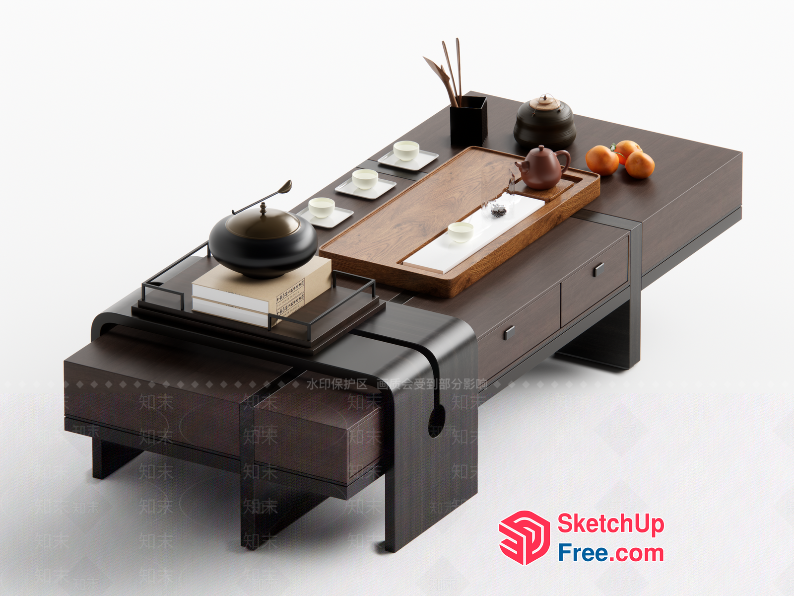 Elegant Tea Table And Stool Set 3D SketchUp File