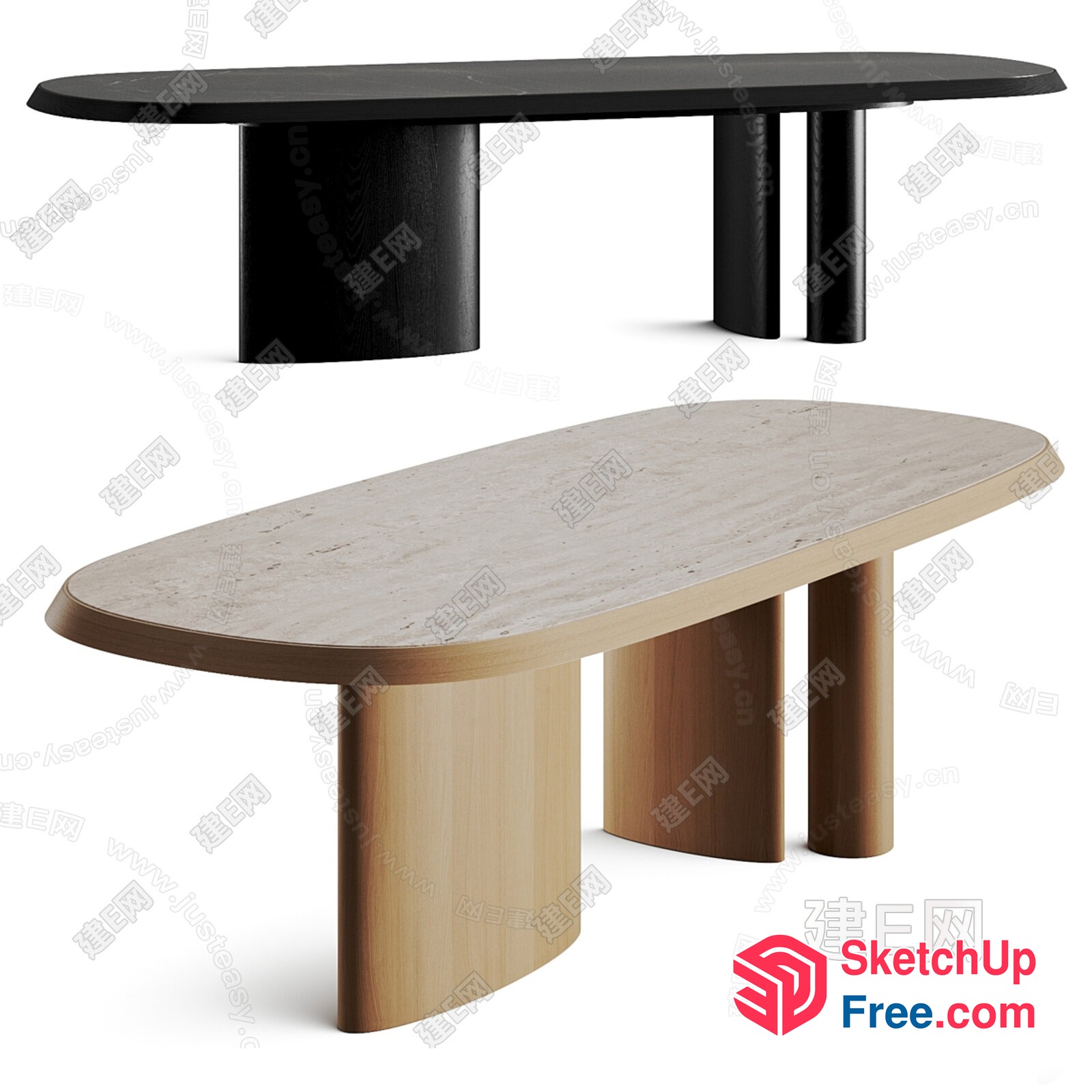 Oval-Shaped Furniture Pieces 3D SketchUp File