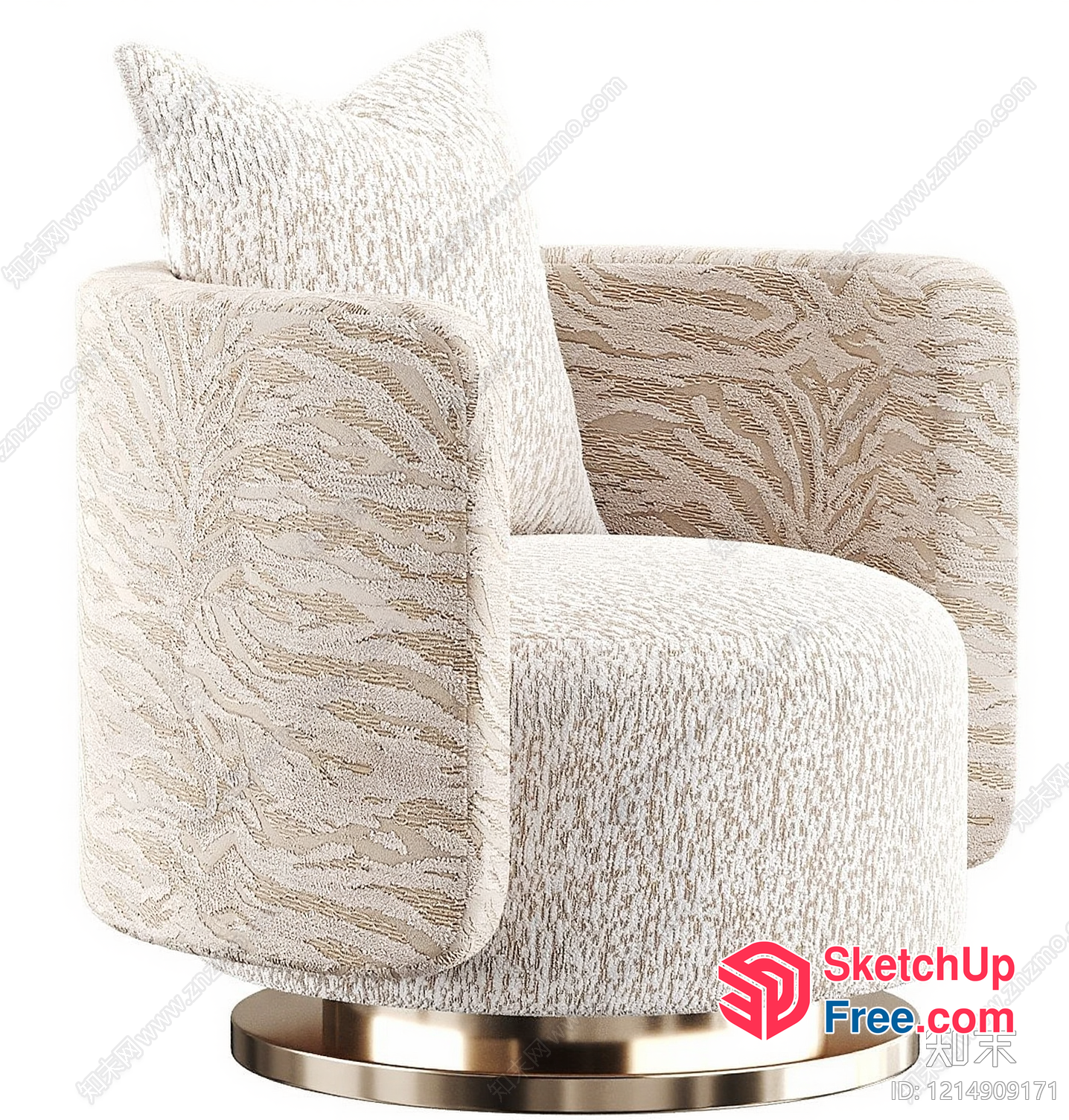 Elegant Creamy Style Armchair 3D SketchUp File