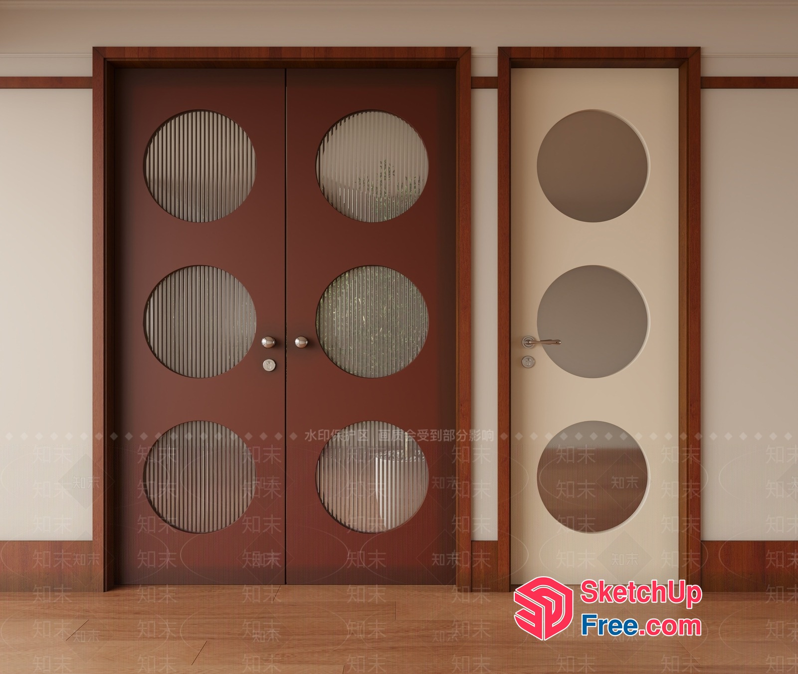 Unique Door And Window Design With Circular Elements 3D SketchUp File