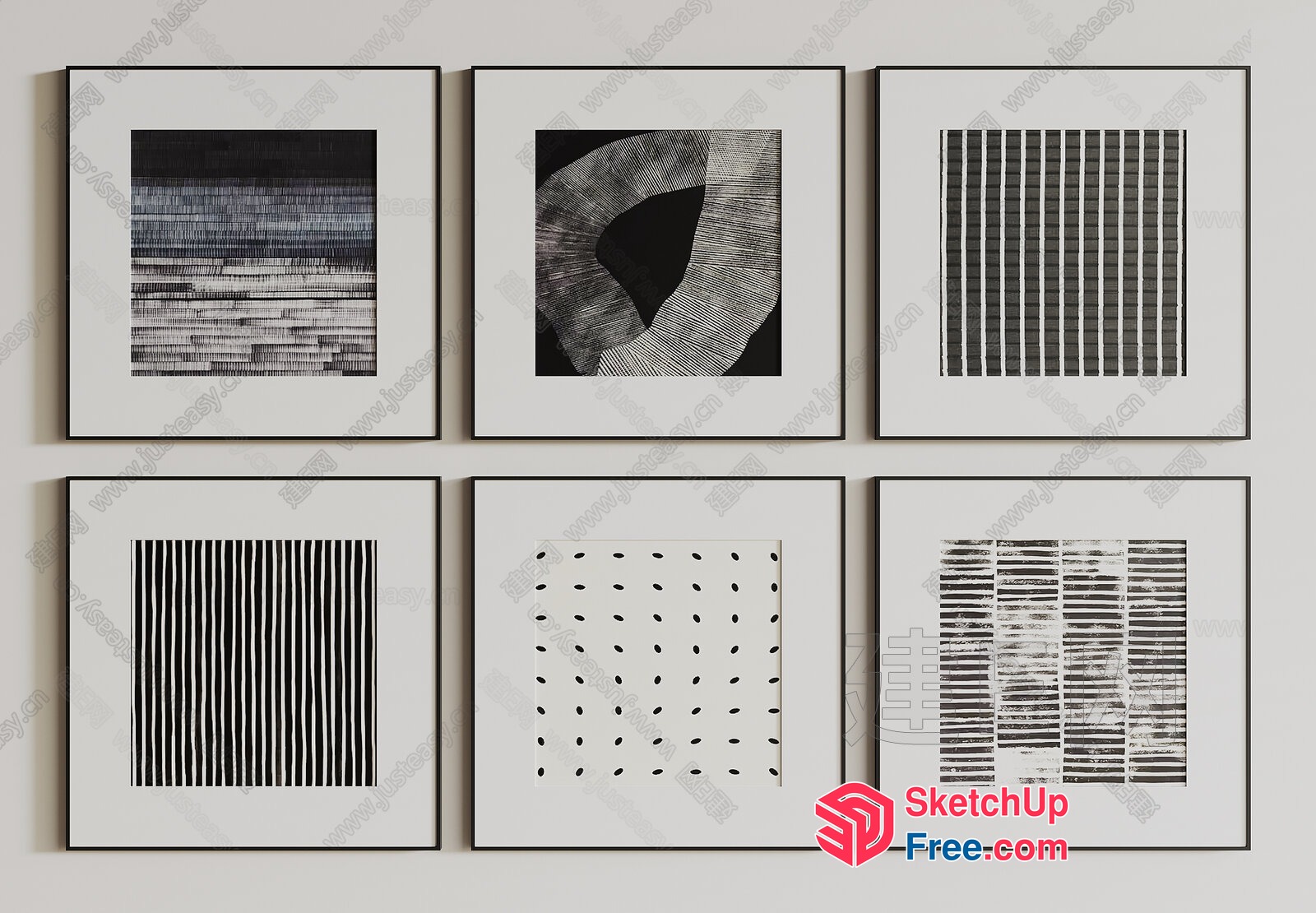 Monochrome Abstract Artwork Gallery 3D SketchUp File