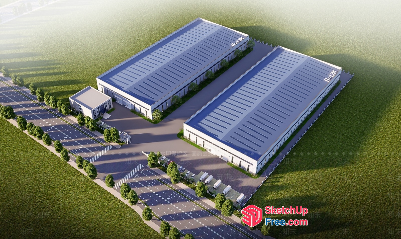 Industrial Park Building Complex 3D SketchUp File
