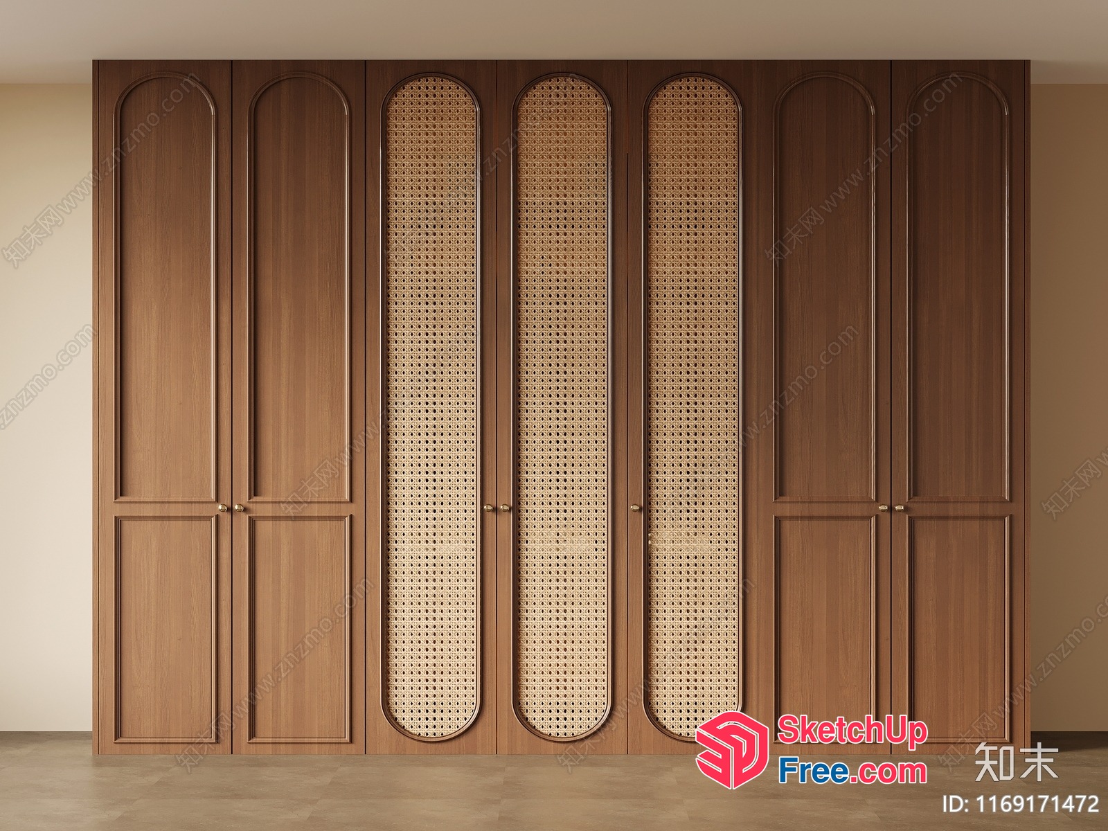 Elegant And Sophisticated Wood And Wicker Partition Screen 3D SketchUp File