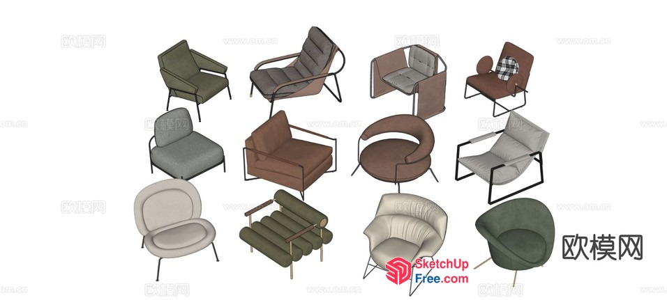 Modern Chairs In Various Styles 3D SketchUp File