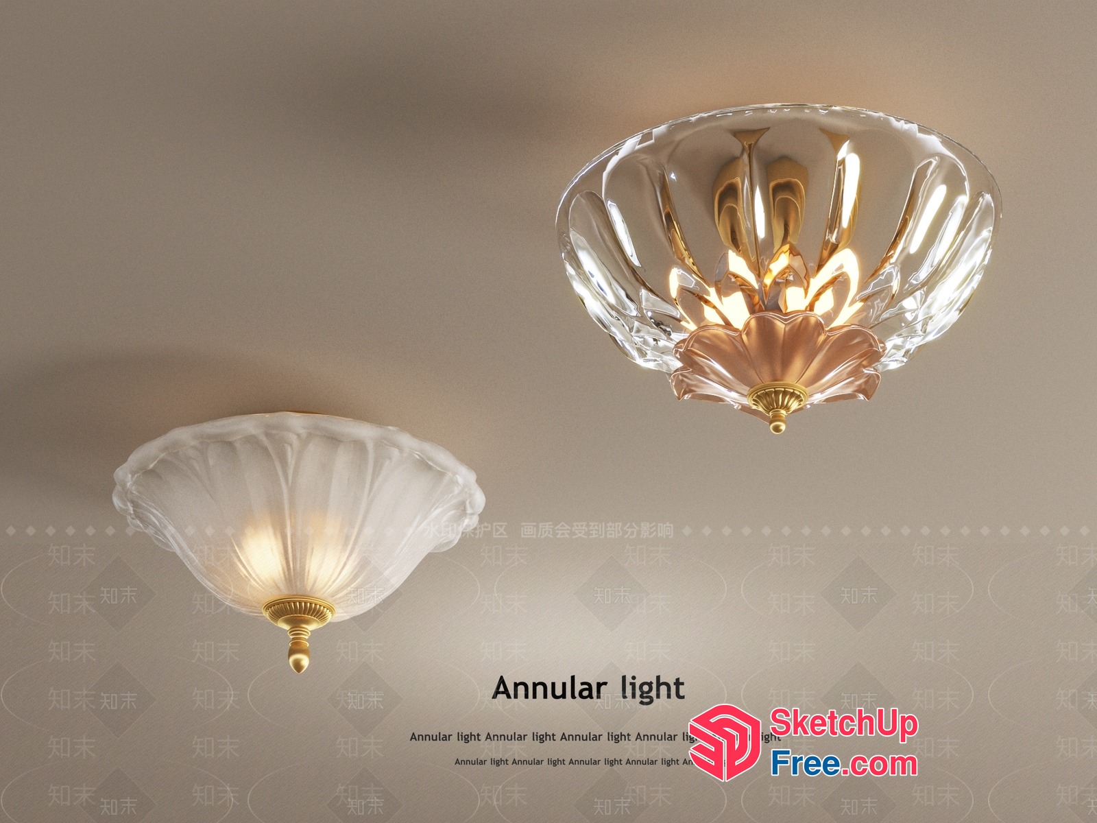 Elegant Glass Ceiling Light Fixture 3D SketchUp File