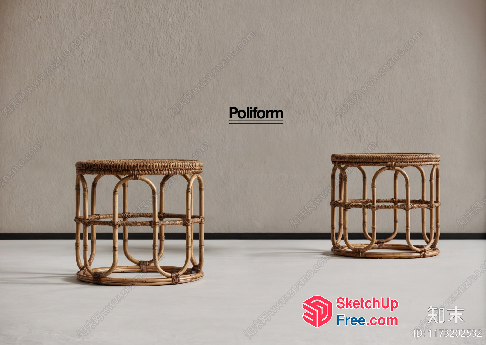 Rattan Furniture Arrangement 3D SketchUp File