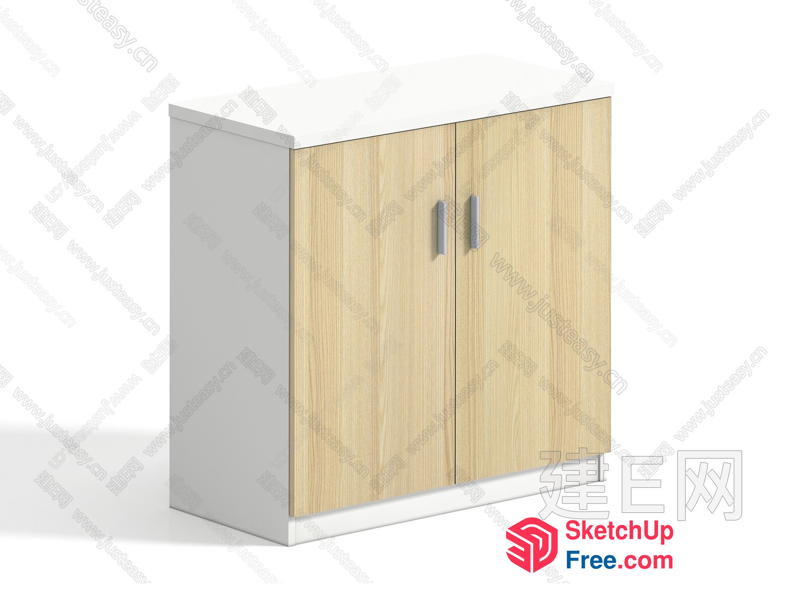 Modern Wooden Double Door Wardrobe 3D SketchUp File