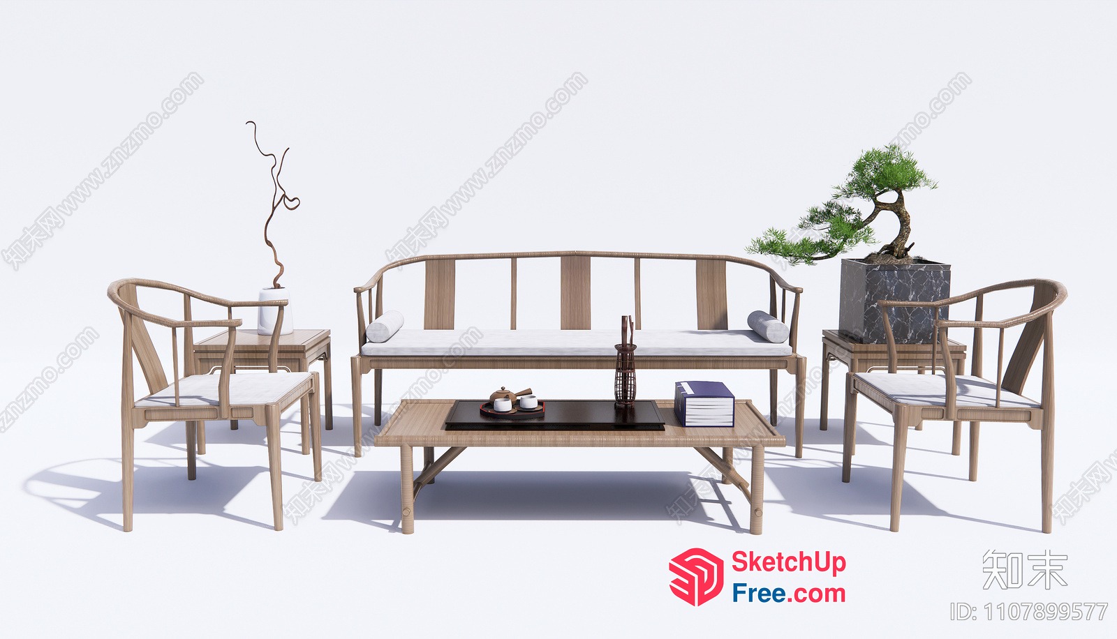 Minimalist Japanese-Style Living Room Furniture 3D SketchUp File