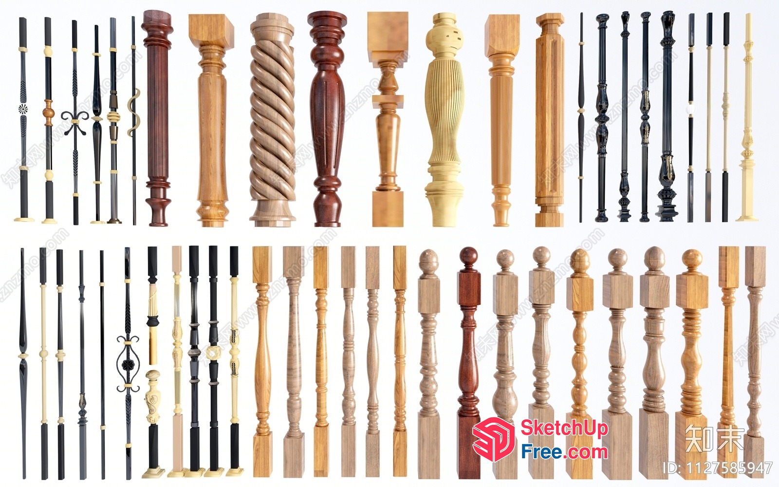 Ornate Pillars And Balusters 3D SketchUp File