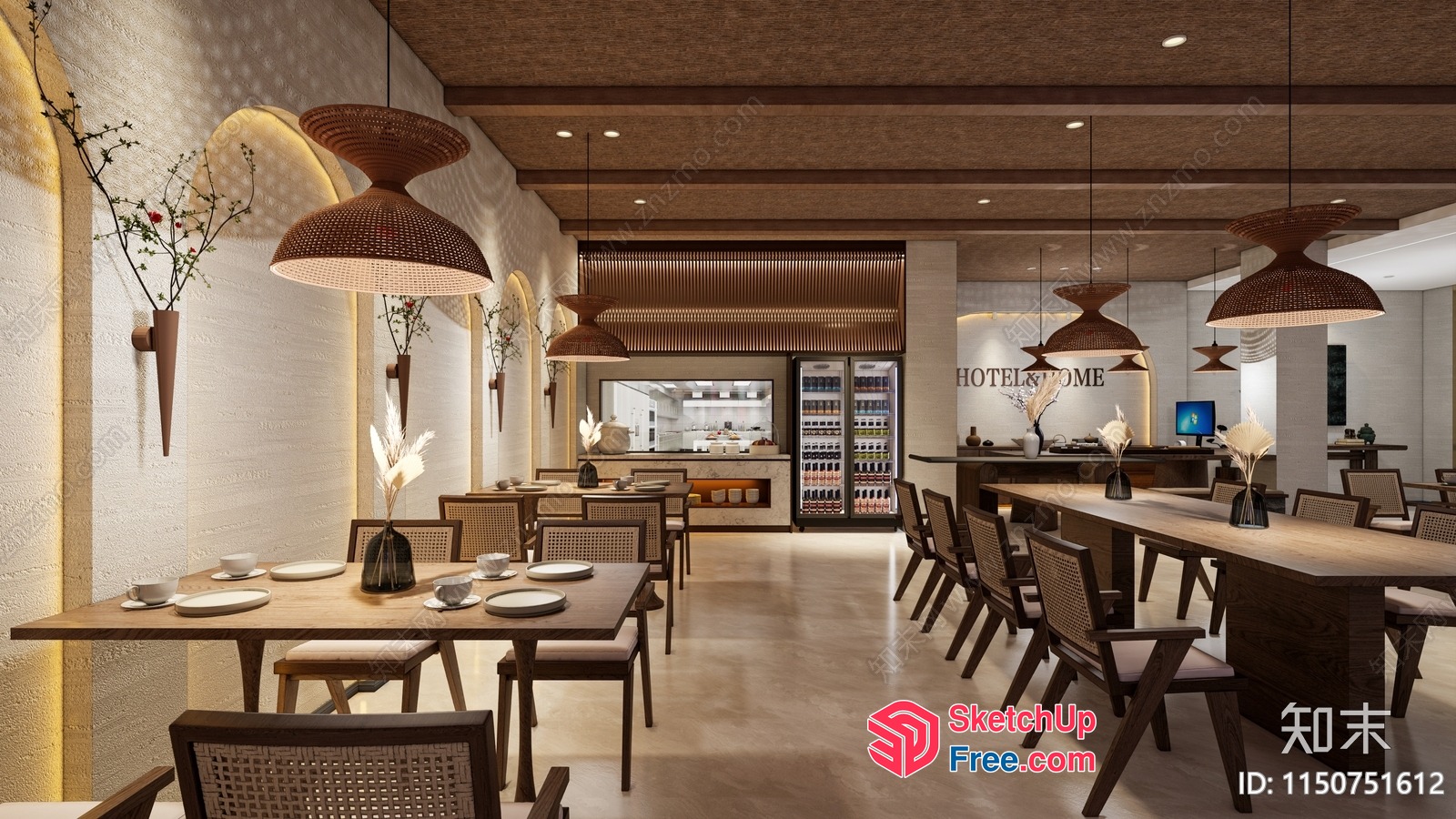 Modern Rustic Dining Room With Natural Wood Accents 3D SketchUp File
