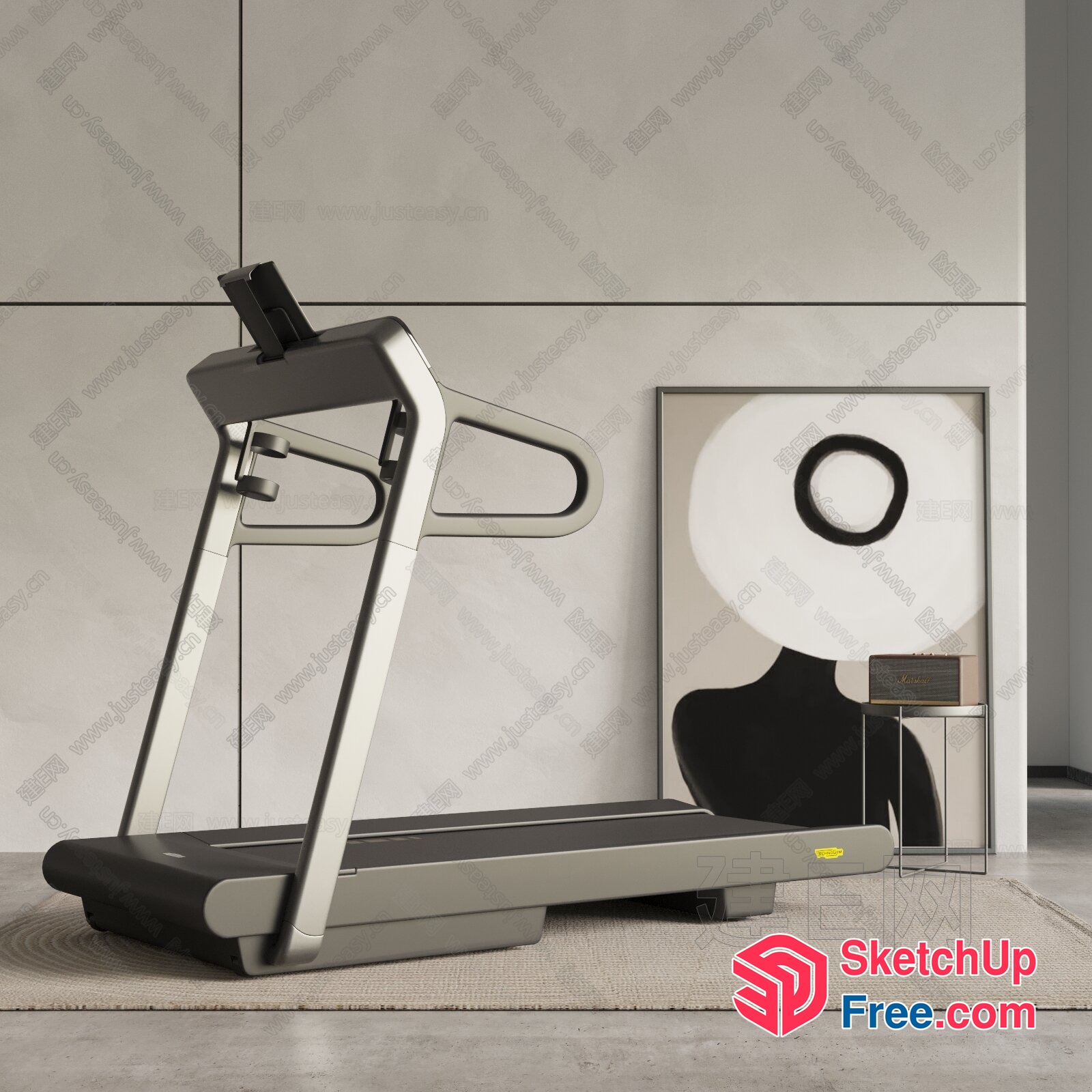 Modern Minimalist Treadmill In Contemporary Setting 3D SketchUp File