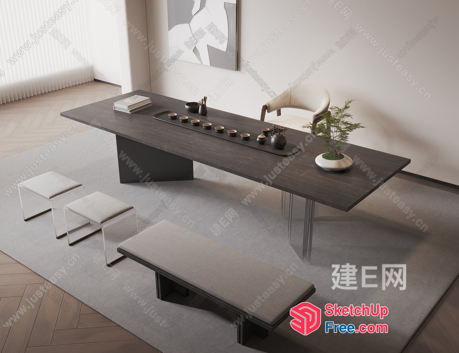 Modern Minimalist Japanese Style Interior 3D SketchUp File