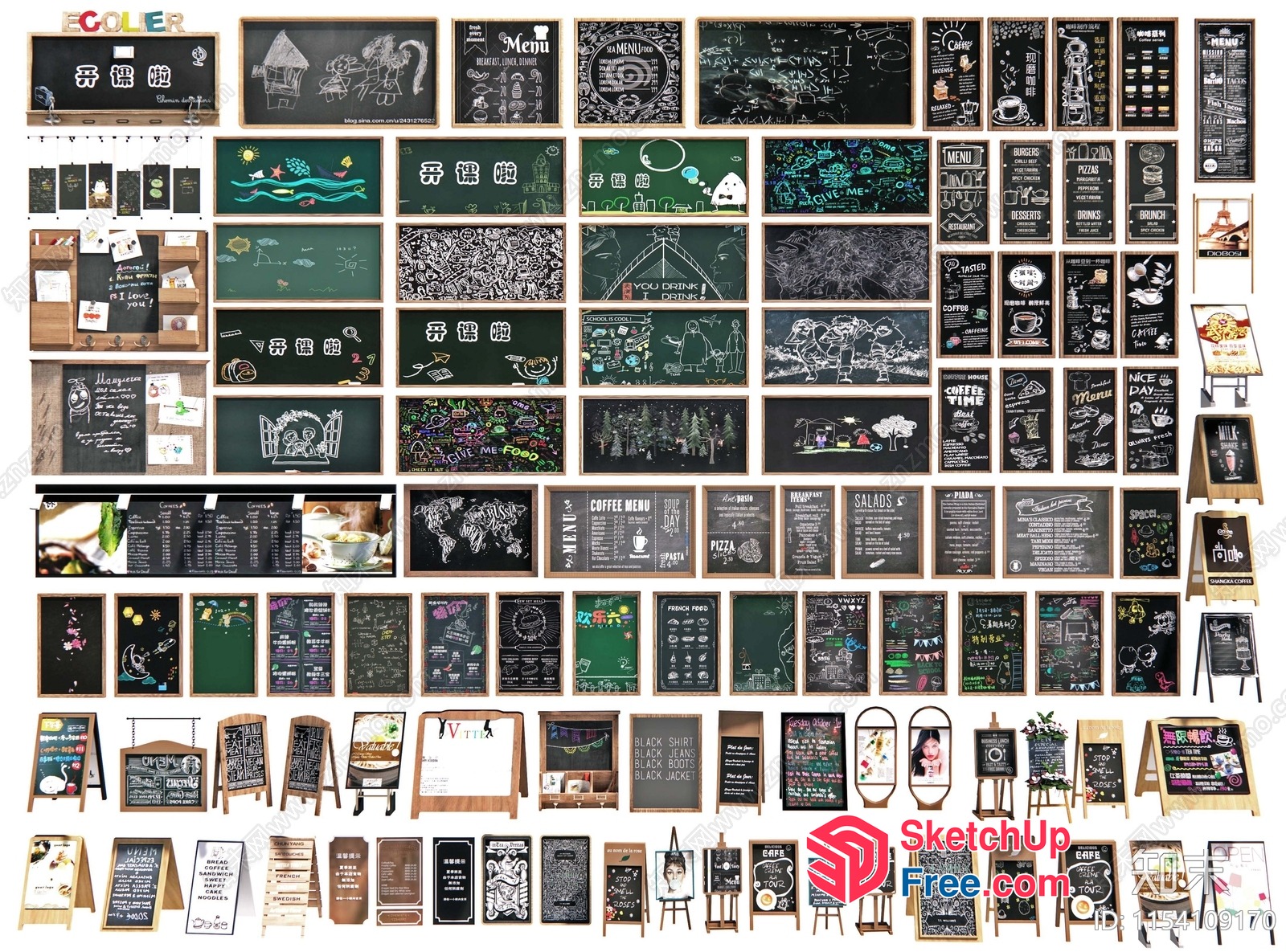 Aesthetic Restaurant Menu Board Collection 3D SketchUp File