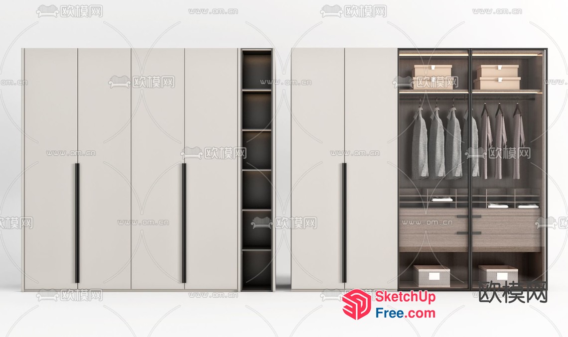 Modern Wardrobe Design With Storage And Display 3D SketchUp File