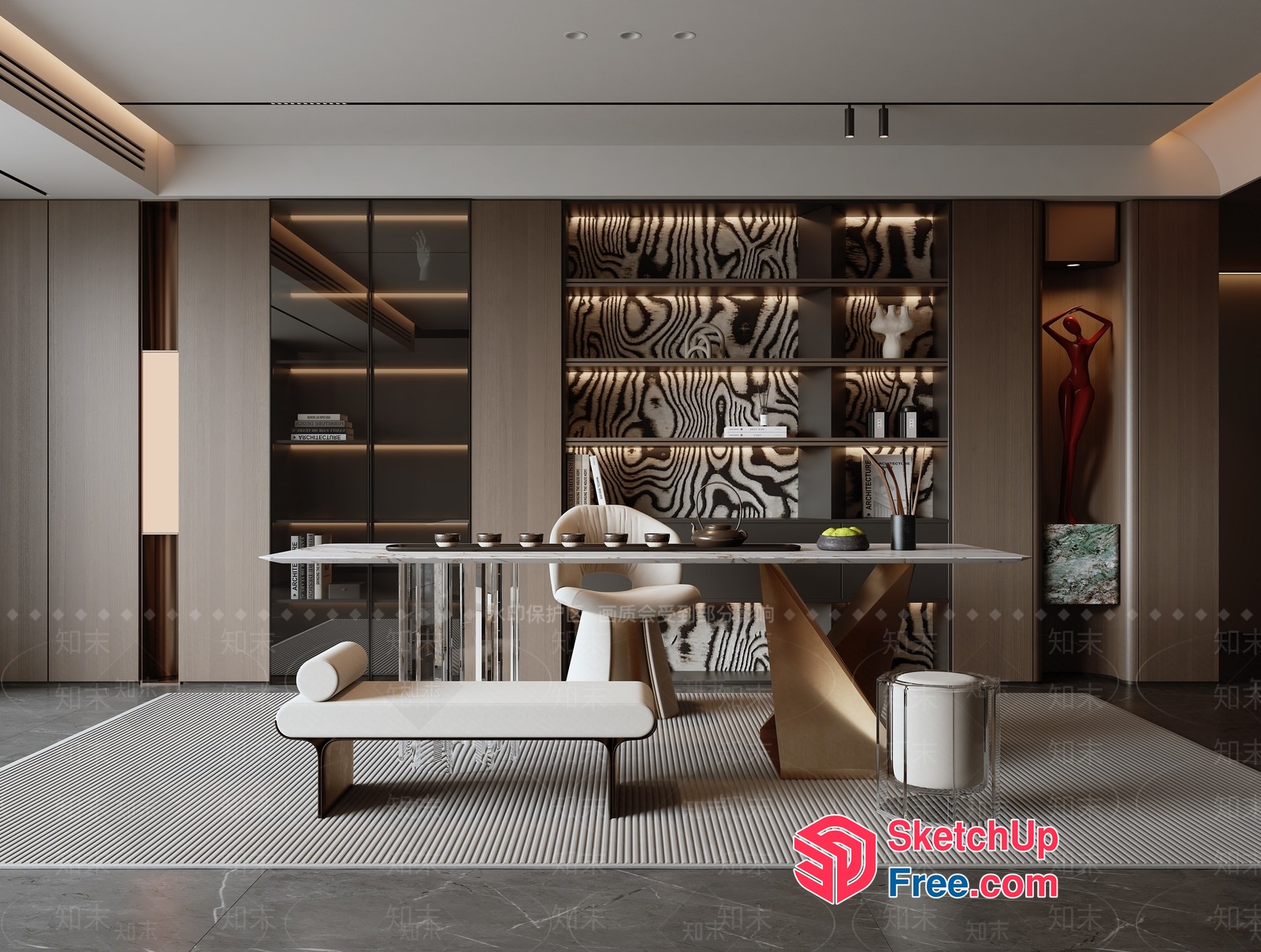 Modern Minimalist Office Interior With Sleek Furniture And Decor 3D SketchUp File
