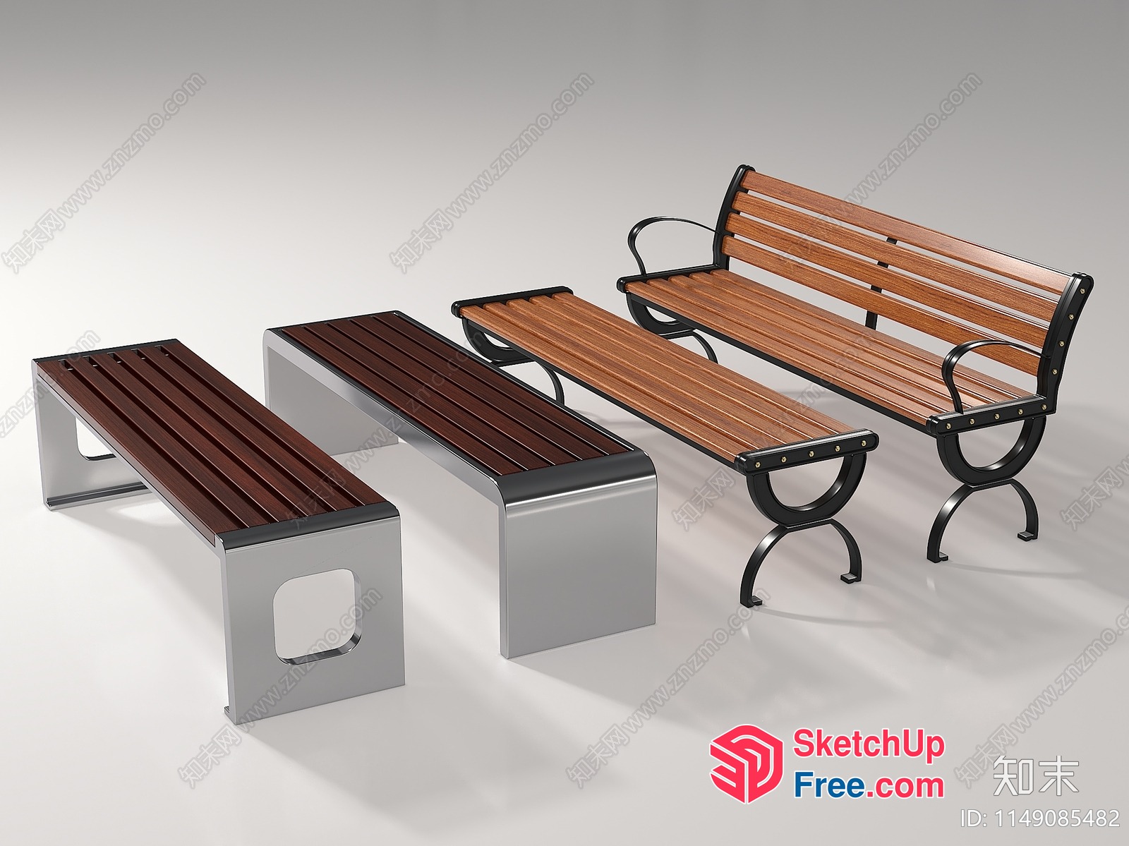 Modern Outdoor Bench Set 3D SketchUp File